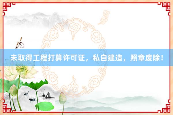 未取得工程打算许可证，私自建造，照章废除！